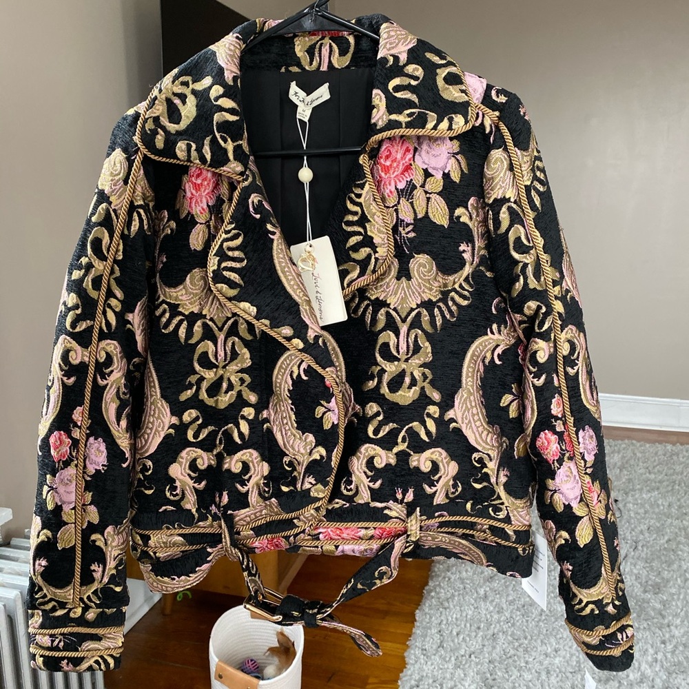 For Love and Lemons Brocade Moto Jacket